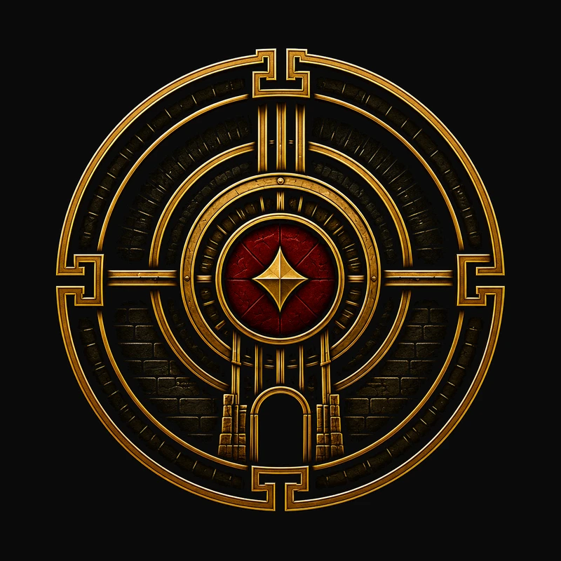 Seal 04, a fortified Silk Gold vault structure surrounding a Tactical Crimson center, representing Capital Preservation Before Profit.