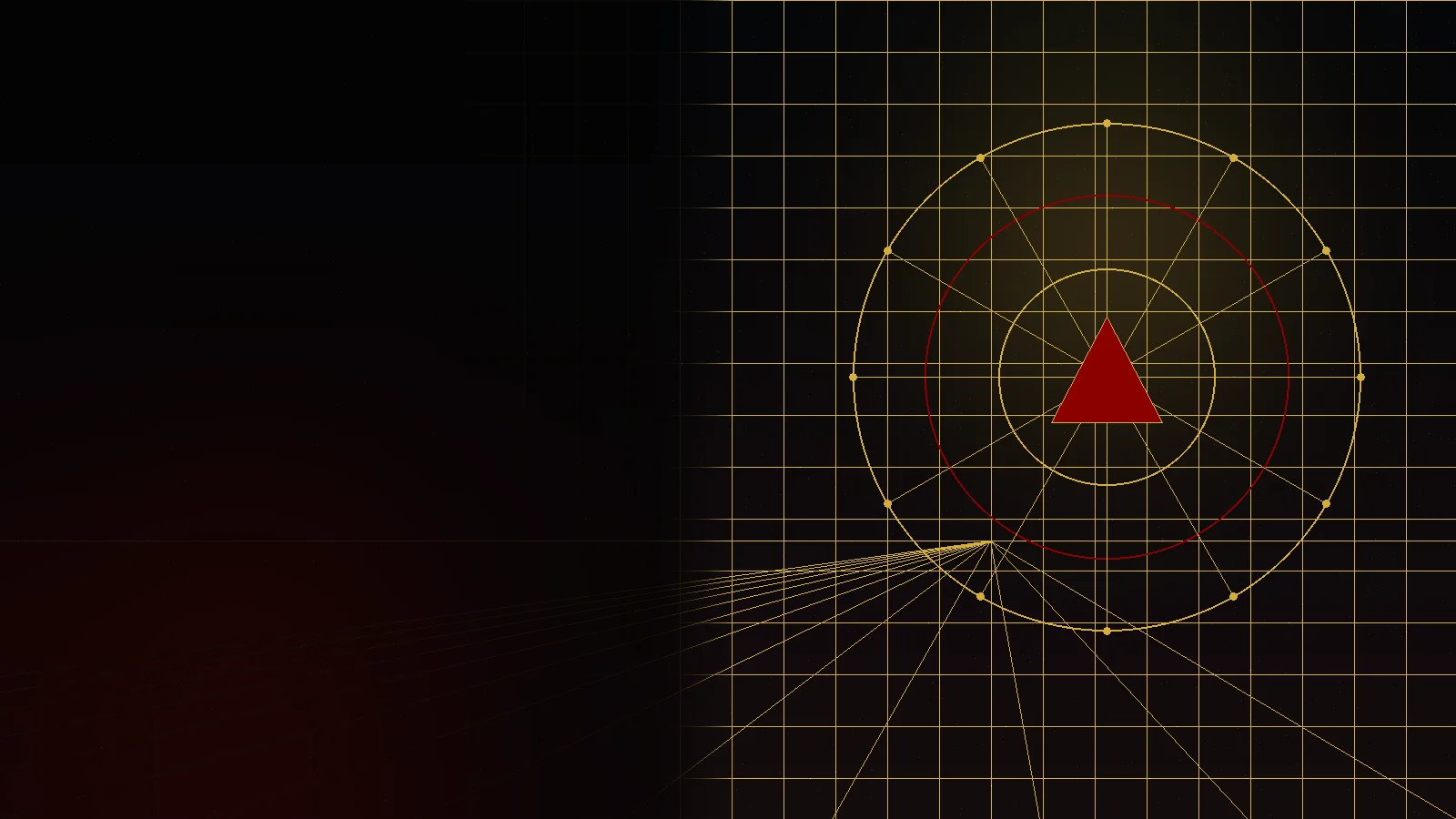 A restrained machine-intelligence command network with concentric control rings.