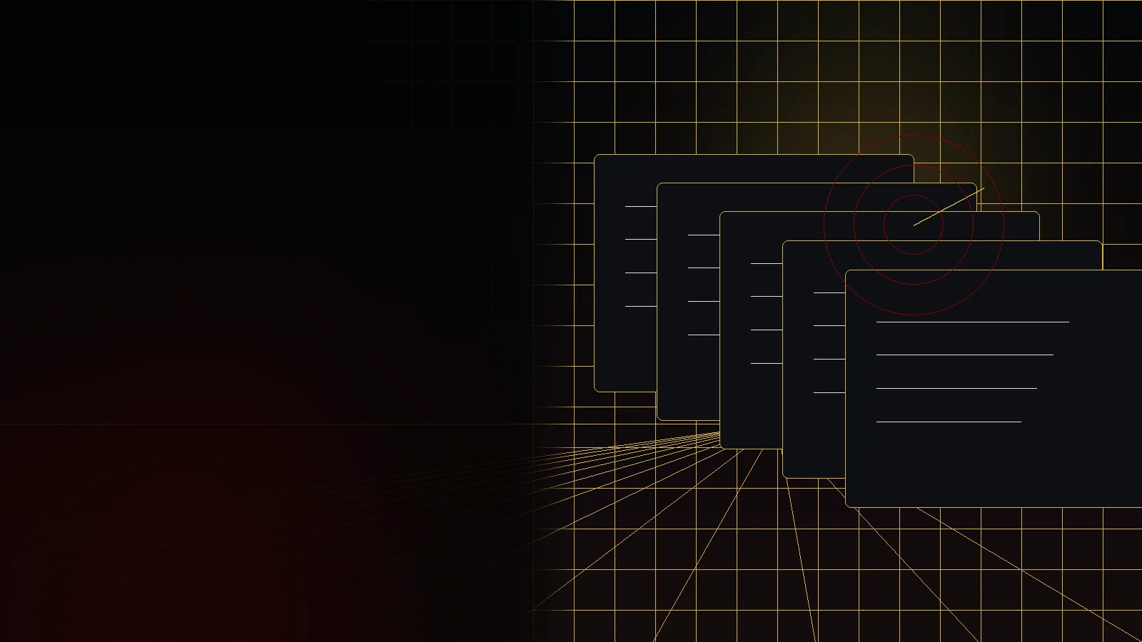 Layered intelligence dossiers and a tactical reconnaissance display.